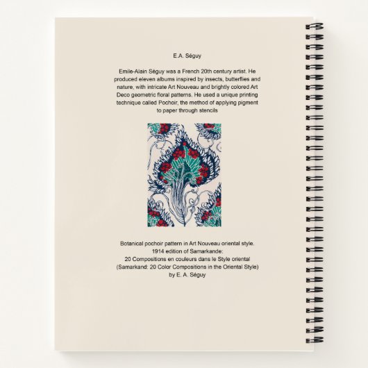 Botanische pochoirpatroon in Art Nouveau Notitieboek (Achterkant)