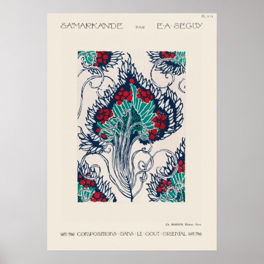 Botanische pochoirpatroon in Art Nouveau Poster (Voorkant)