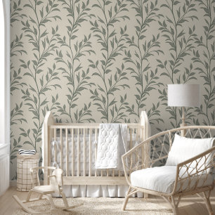 Botanische Poëzie van Bladeren Aardse Zachte Beige Behang
