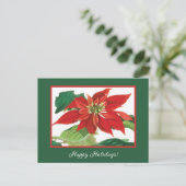Botanische poinsettia bloem feestdagenkaart (Staand voorkant)