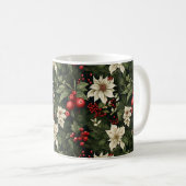 Botanische poinsettia kerstpatroon koffiemok (Voorkant rechts)