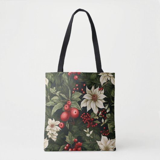 Botanische poinsettia kerstpatroon tote bag (Voorkant)