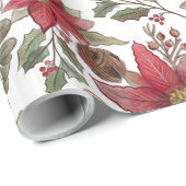Botanische poinsettia rustieke kerst cadeaupapier (Rol Hoek)