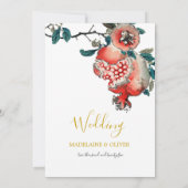 Botanische Pomegranaat Elegant Gold Wedding Kaart (Achterkant)