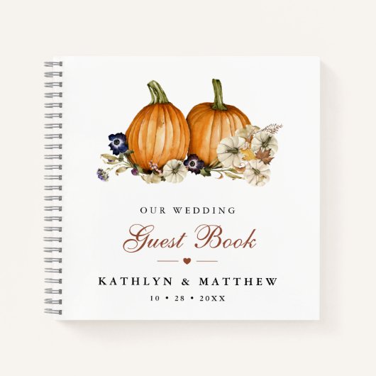 Botanische pompoen rustieke herfst bruiloft gasten notitieboek (Voorkant)