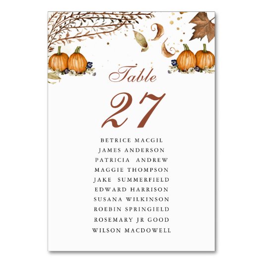 Botanische pompoen rustieke herfst bruiloft gastna kaart (Voorkant)