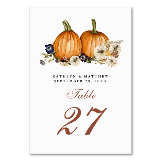Botanische pompoen rustieke herfst herfst bruiloft kaart (Voorkant)