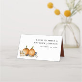 Botanische pompoen rustieke herfst herfst bruiloft plaatskaartje (Achterkant)