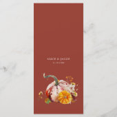 Botanische Pompoenen Verliefd Bruiloft Menu (Achterkant)