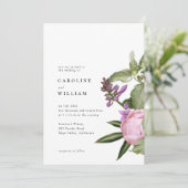 botanische pony roze groen huwelijk kaart (Staand voorkant)