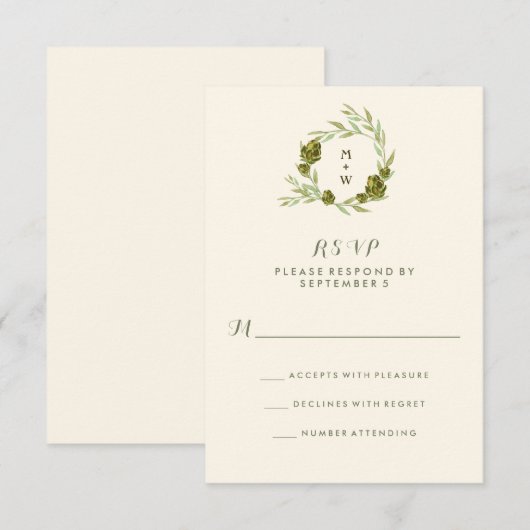 Botanische poot met bladeren en artichokes RSVP Kaartje (Voorkant / Achterkant)
