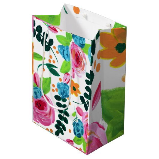 Botanische Pop medium geschenktas Medium Cadeauzakje (Voorkant Gekanteld)