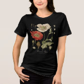 Botanische Poppy Bloemen Dark Graphic T-Shir Tri-Blend Shirt (Voorkant)