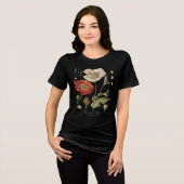  Botanische Poppy Bloemen Dark Graphic T-Shir Tri-Blend Shirt (Voorkant volledig)