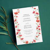 Botanische Poppy Lijst Bloemen Heart Script Weddin Kaart