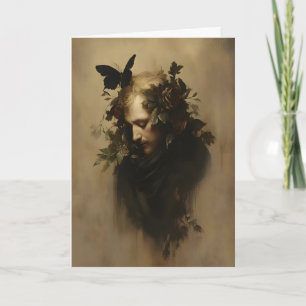 Botanische Portret van Ziel Donkere Academie Print Kaart