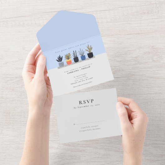 Botanische pottenbakken huis plant all in one uitnodiging (Afscheurbaar)