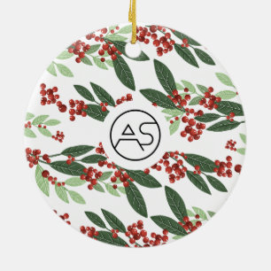 Botanische Prettig Kerst Foto Logo Zakelijk Keramisch Ornament