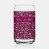 Botanische Print Kerst Diep Rood Gepersonaliseerd Blikvorm Glas (Achterkant)