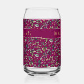 Botanische Print Kerst Diep Rood Gepersonaliseerd Blikvorm Glas (Links)