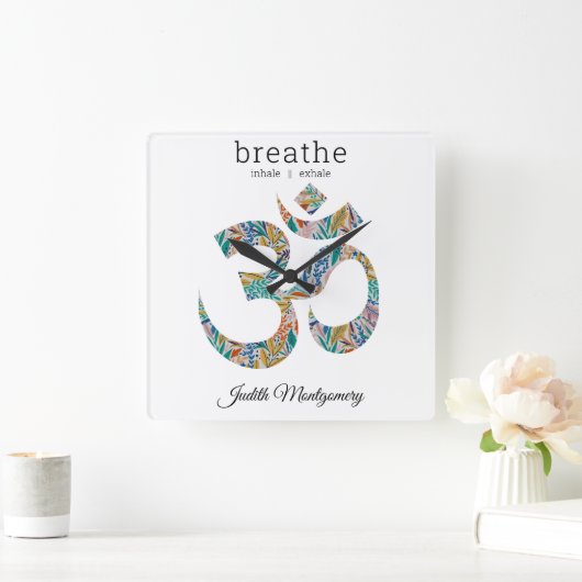 Botanische print, OM symbool, 10.75 Vierkante Klok (Huis)