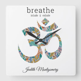 Botanische print, OM symbool, 10.75 Vierkante Klok