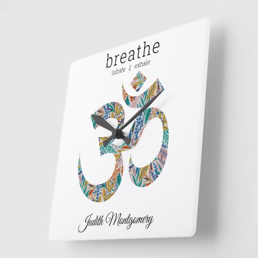 Botanische print, OM symbool, 10.75 Vierkante Klok (Hoek)