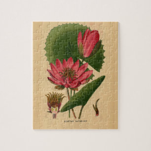 botanische printroze waterLily Lotus Legpuzzel