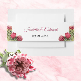 Botanische Protea Floral Wedding Invitat Uitnodigingen Wikkel