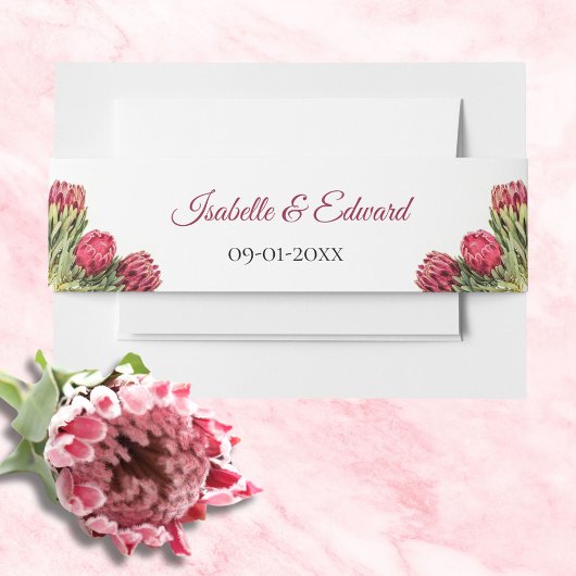 Botanische Protea Floral Wedding Invitat Uitnodigingen Wikkel