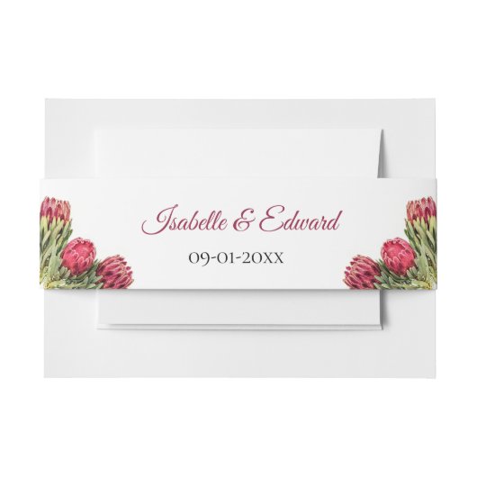 Botanische Protea Floral Wedding Invitat Uitnodigingen Wikkel (Voorkant Voorbeeld)