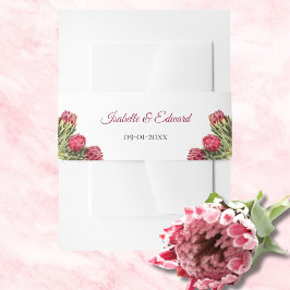 Botanische Protea Floral Wedding Invitation Uitnodigingen Wikkel