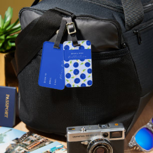 Botanische Pruimen Collectie Blauw Bagagelabel