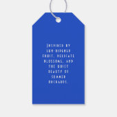 Botanische pruimen collectie blauw cadeaulabel (Achterkant)