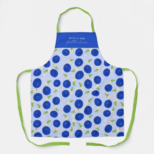 Botanische Pruimen Collectie Blauw Schort (Voorkant)