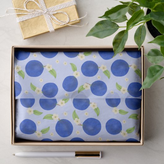 Botanische Pruimen Collectie Blauw Tissuepapier (Geschenk)