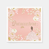 Botanische Quinceanera in White Pink and Gold Servet (Voorkant)