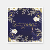 Botanische Quinceanera in wit en marineblauw Servet (Voorkant)
