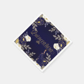 Botanische Quinceanera in wit en marineblauw Servet (Hoek)