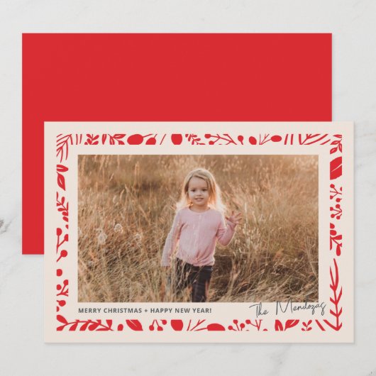 Botanische Rand Feestdagenkaart (Voorkant / Achterkant)