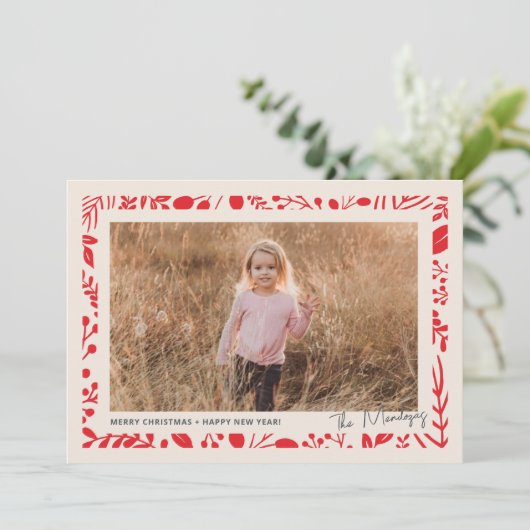 Botanische rand feestdagenkaart (Staand voorkant)