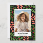 Botanische rand koraal zwart - verticale foto feestdagenkaart (Voorkant)