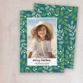 Botanische Rand met Fotoscript Vrolijk Kerstfeest Feestdagenkaart