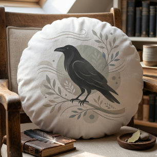 Botanische Raven Kunst Woud Geest Bewaker Rond Kussen
