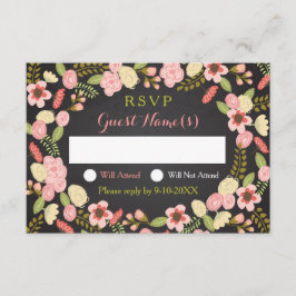 Botanische reactiekaart met grote ademhaling RSVP kaartje
