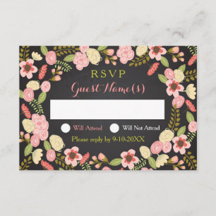 Botanische reactiekaart met grote ademhaling RSVP kaartje