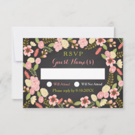 Botanische reactiekaart met grote ademhaling RSVP kaartje