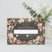 Botanische reactiekaart met grote ademhaling RSVP kaartje (Staand voorkant)