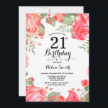 Botanische Red Floral 21st Birthday Uitnodiging<br><div class="desc">Botanische rode bloemen 21e verjaardag uitnodiging. Bloemroze pioenrozen verjaardagsuitnodiging voor vrouwen. Waterverf bloemen. Elegante roze roos en pioenroos bloemen. Verjaardag voor volwassenen. Witte achtergrond. Zwart-Wit. 13e 15e 16e 18e 20e 21e 30e 40e 50e 60e 70e 80e 90e 100e, Alle leeftijden. Voor verdere aanpassing klikt u op de knop "Aanpassen" en...</div>