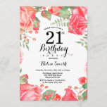 Botanische Red Floral 21st Birthday Uitnodiging<br><div class="desc">Botanische Red Floral 21st Birthday Invitation. Floral Pink Peonies Birthday Invitation for Women. Waterverf Floral Flower. Elegant roze en Peony Flowers. Volwassen verjaardag. Witte achtergrond. Zwart-wit. 13e 15e 16e 18e 21e 30e 40e 50e 60e 70e 90e 100e, Alle leeftijden. Voor verdere aanpassing, te klikken gelieve de knoop "van de Aanpassing...</div>